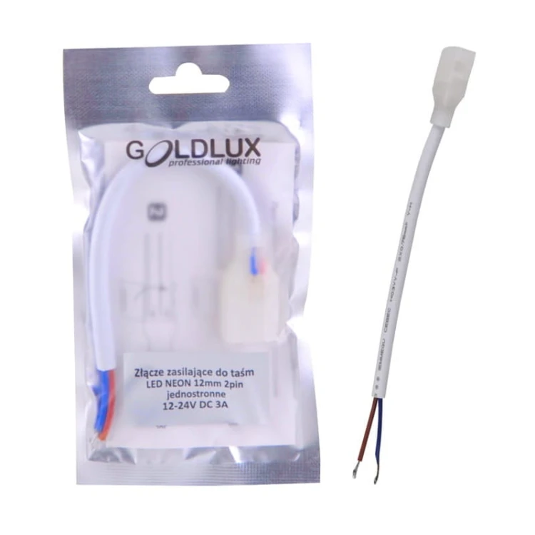 Złączka pojedyncza click 12 mm 2 pin do taśm NEON z przewodem opakowanie