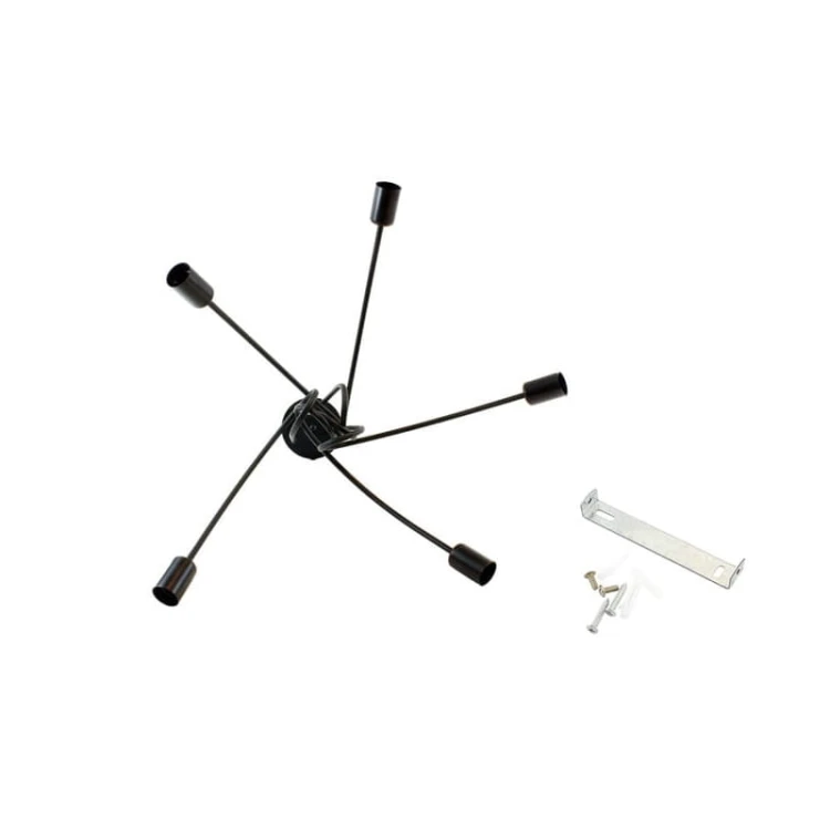 Lampa sufitowa, żyrandol loftowy 5 ramienny E27 z uchwytem montażowym