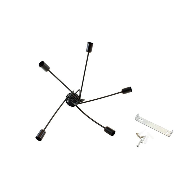 Lampa sufitowa, żyrandol loftowy 5 ramienny E27 z uchwytem montażowym