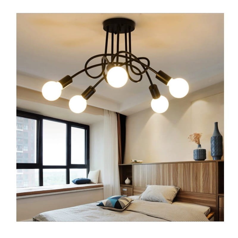 Lampa sufitowa, żyrandol loftowy 5 ramienny E27 zdjęcie poglądowe