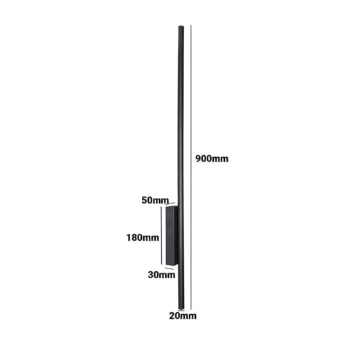 Kinkiet, lampa ogrodowa, elewacyjna LUNA 12W 90 cm IP54 - czarny wymiary