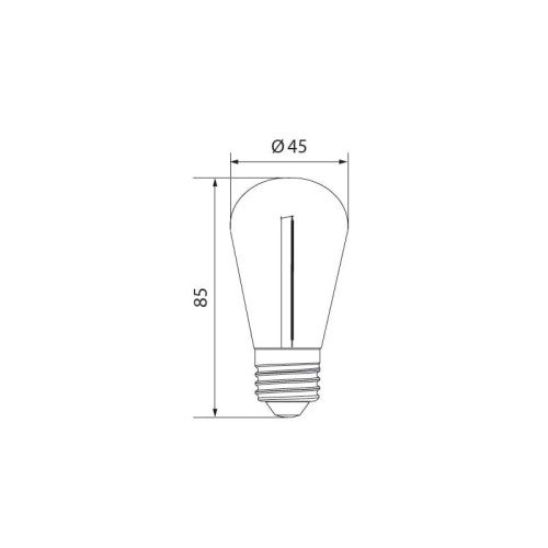 Żarówka LED E27 1W Filament ST64 ciepła wymiary