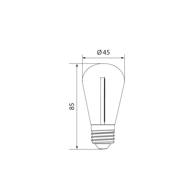Żarówka LED E27 1W Filament ST64 ciepła wymiary