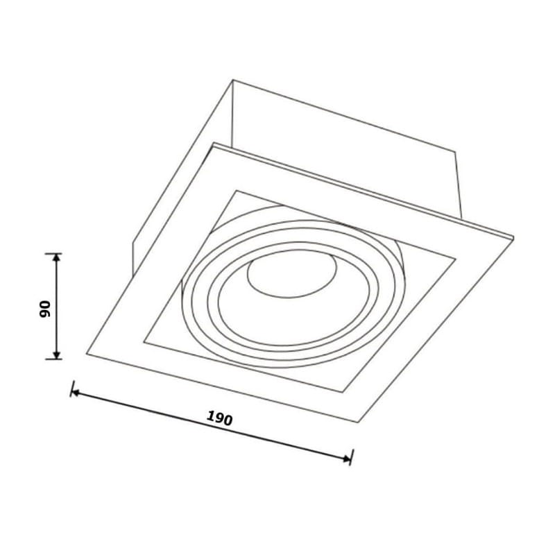 Oprawa podtynkowa, sufitowa, kwadratowa ES111 GU10 230V CANIS - czarna wymiary