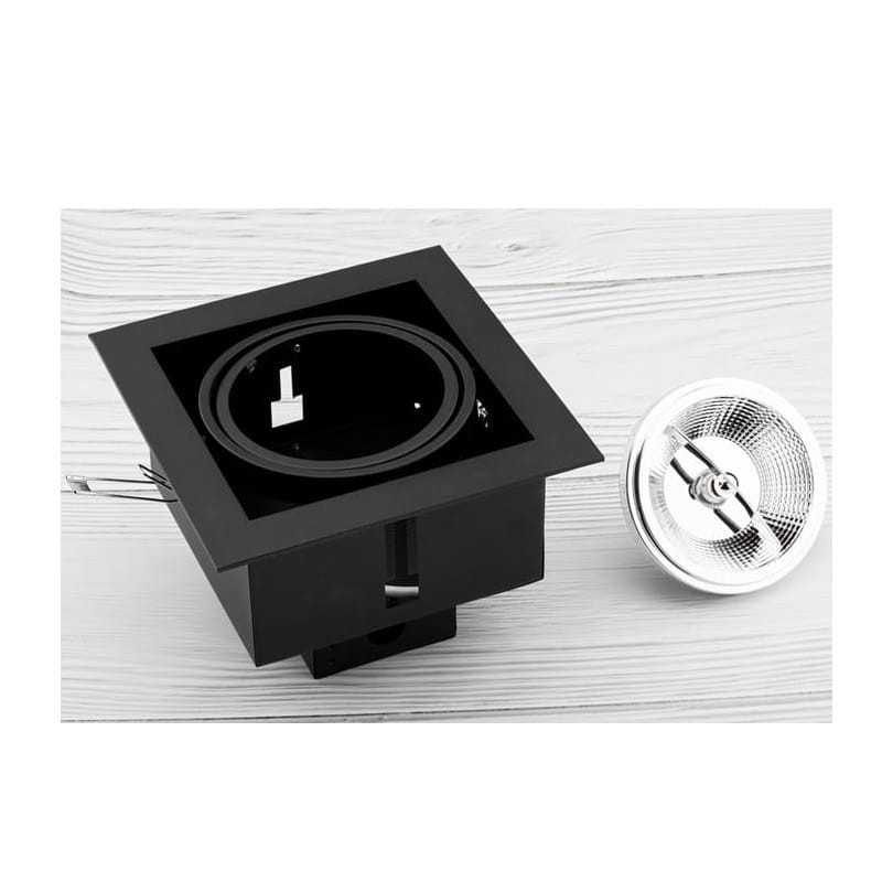 Oprawa podtynkowa, sufitowa, kwadratowa ES111 GU10 230V CANIS - czarna z żarówką