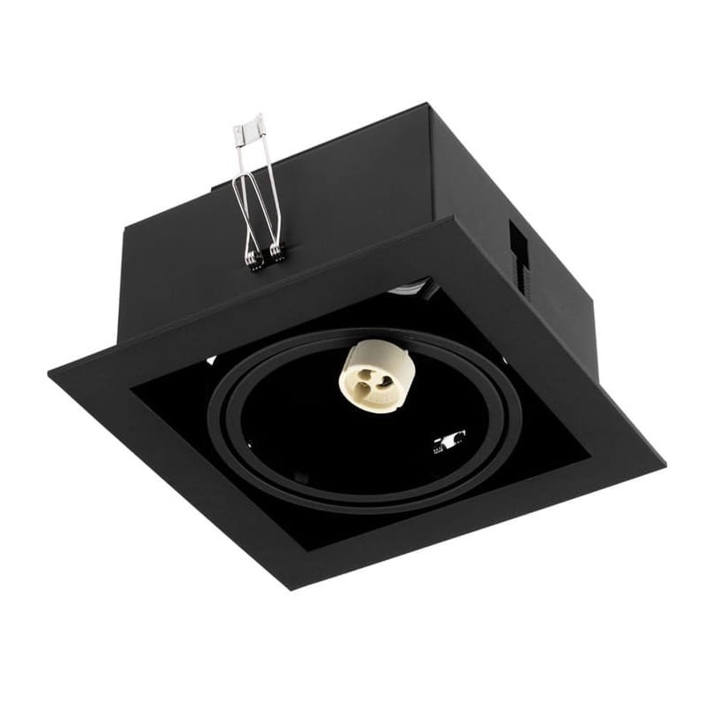 Oprawa podtynkowa, sufitowa, kwadratowa ES111 GU10 230V CANIS - czarna z gniazdem