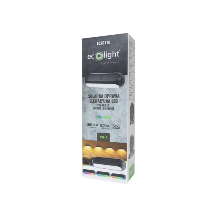 Lampa elewacyjna LED SOLARNA RGB+WW z czujnikiem opakowanie