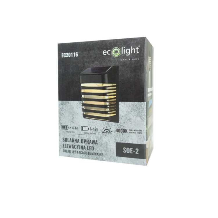 Lampa elewacyjna LED SOLARNA biała neutralna z czujnikiem zmierzchu opakowanie