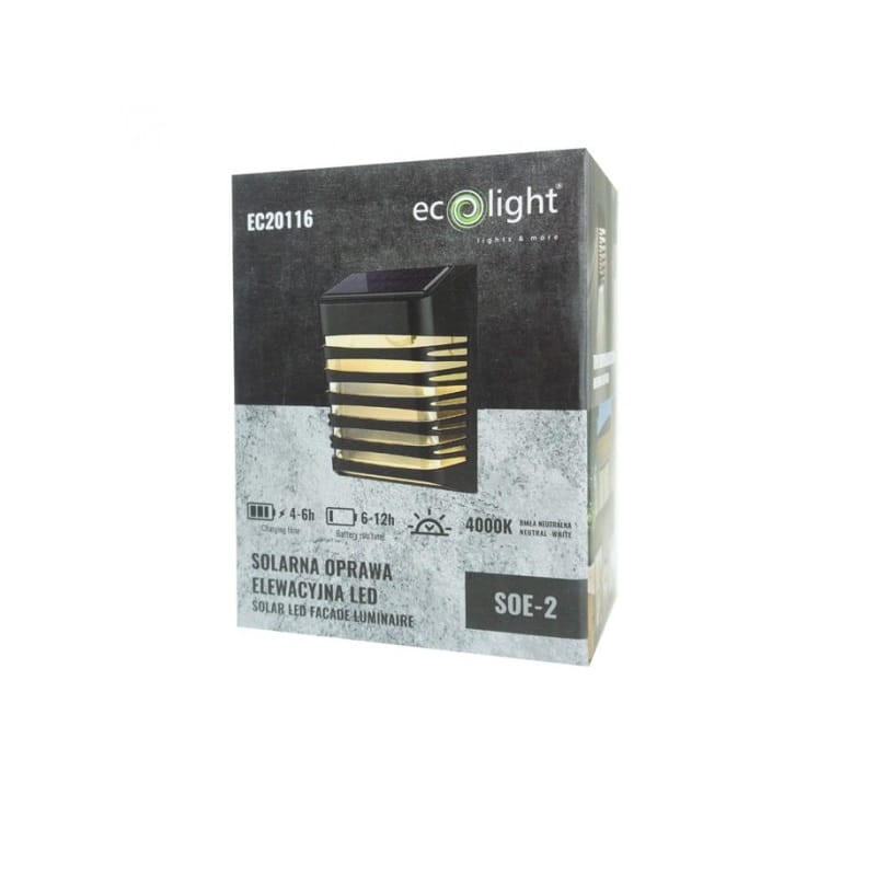 Lampa elewacyjna LED SOLARNA biała neutralna z czujnikiem zmierzchu opakowanie
