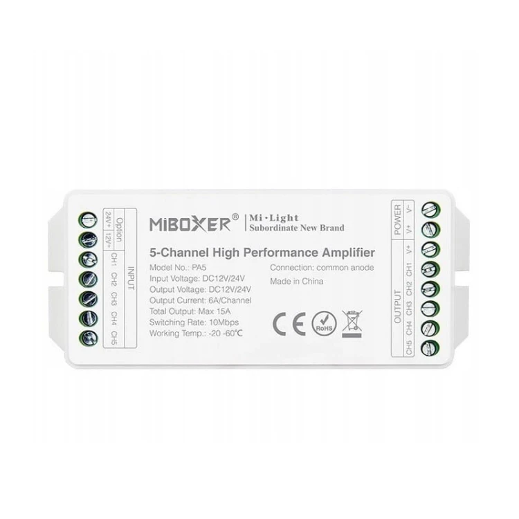 Wzmacniacz 5-kanałowy RGB+CCT 15A 12-24V MILIGHT PA5