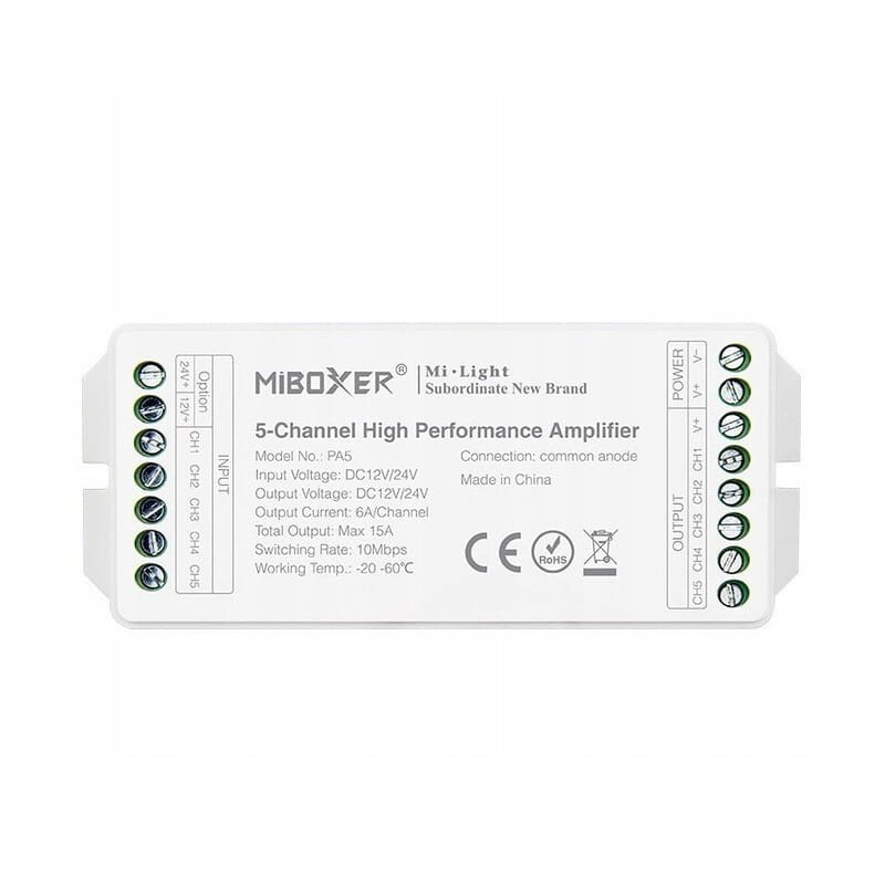 Wzmacniacz 5-kanałowy RGB+CCT 15A 12-24V MILIGHT PA5