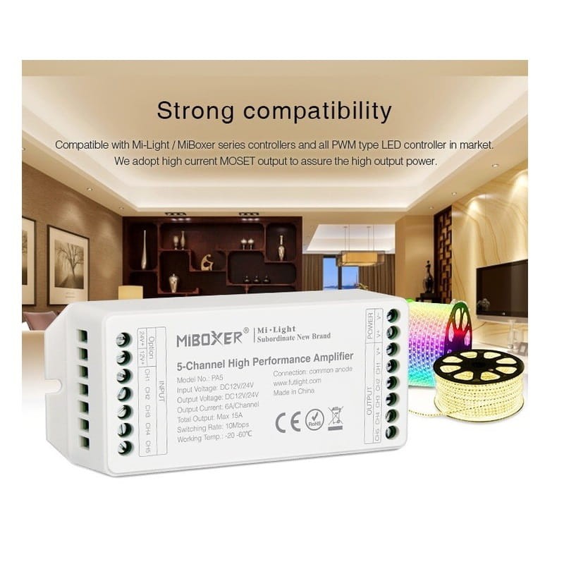 Wzmacniacz 5-kanałowy RGB+CCT