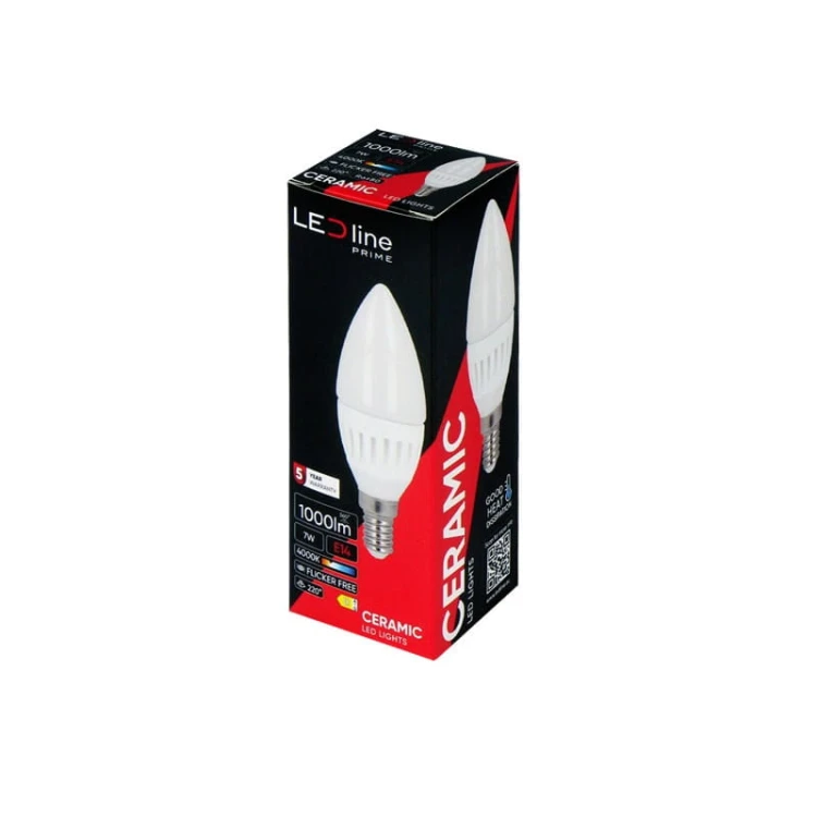 Żarówka LED E14 7W PRIME świeczka ciepła 4000K 1000lm opakowanie