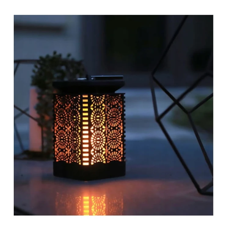 Lampa ogrodowa LED solarna dekoracyjna płomień kwadrat zdjęcie poglądowe