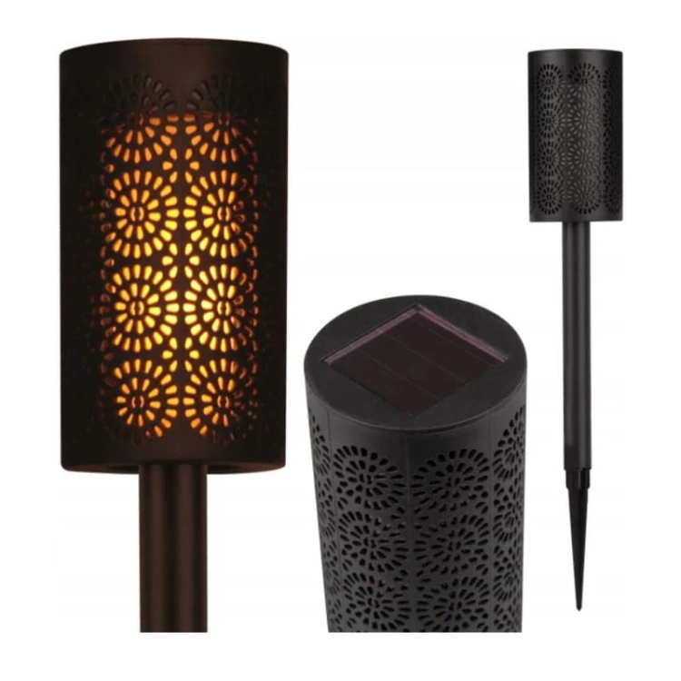 Lampa ogrodowa LED solarna wbijana 39cm płomień, pochodnia