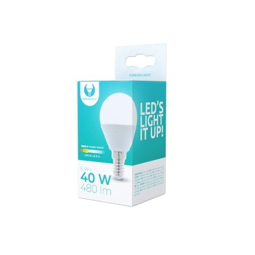 Żarówka LED E14 6W biała ciepła G45 kulka