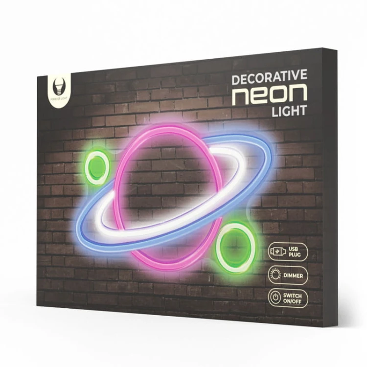 Neon dekoracyjny LED PLANET PLEXI MULTIKOLOR + USB FPNE05X Forever Light opakowanie