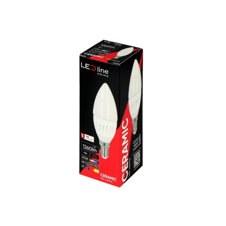 Żarówka LED E14 9W PRIME świeczka ciepła 2700K 1260lm opakowanie