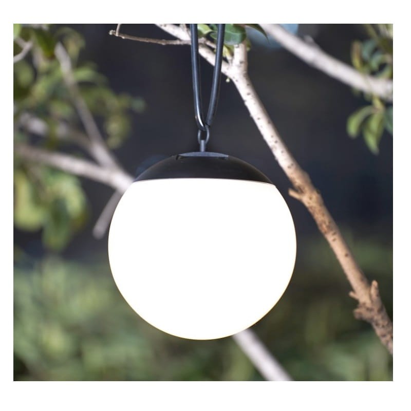 Lampa ogrodowa solarna kula wisząca 20cm biała neutralna zdjęcie poglądowe