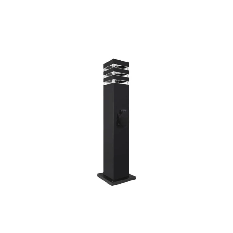 Słupek, lampa ogrodowa E27 60cm Malibu czarna + gniazdo