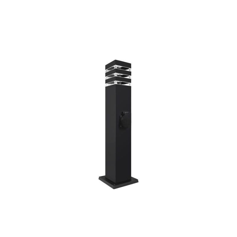 Słupek, lampa ogrodowa E27 60cm Malibu czarna + gniazdo