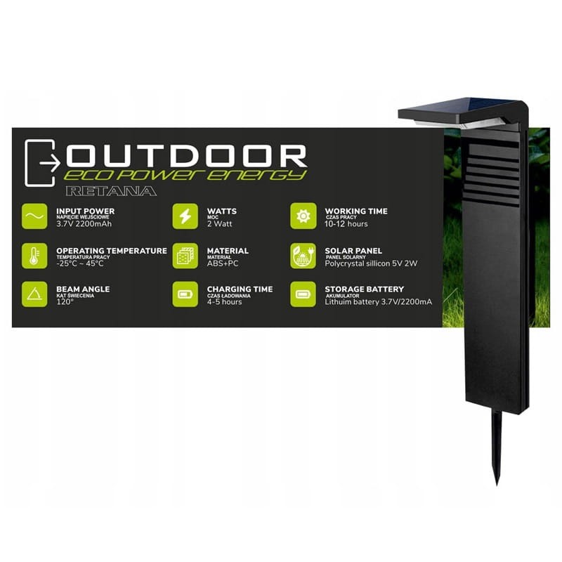 Lampa ogrodowa solarna wbijana słupek 41,3cm zimna lub ciepła