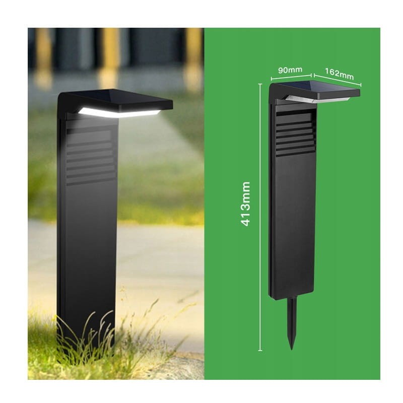 Lampa ogrodowa solarna wbijana słupek 41,3cm zimna lub ciepła wymiary