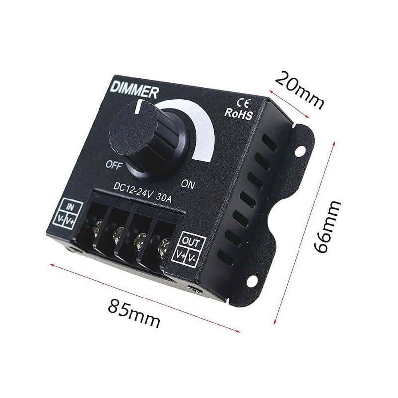 Ściemniacz sterownik LED 12/24V 30A wymiary