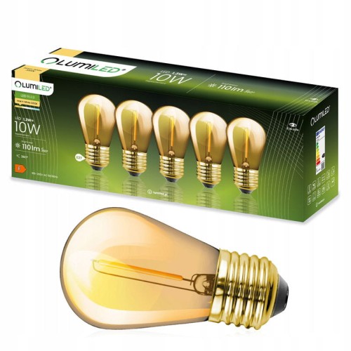 Żarówka LED E27 1,3W ST14 Filament biała ciepła - 5-pak