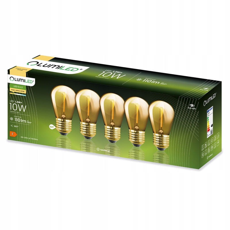Żarówka LED E27 1,3W ST14 Filament biała ciepła - 4-pak opakowanie