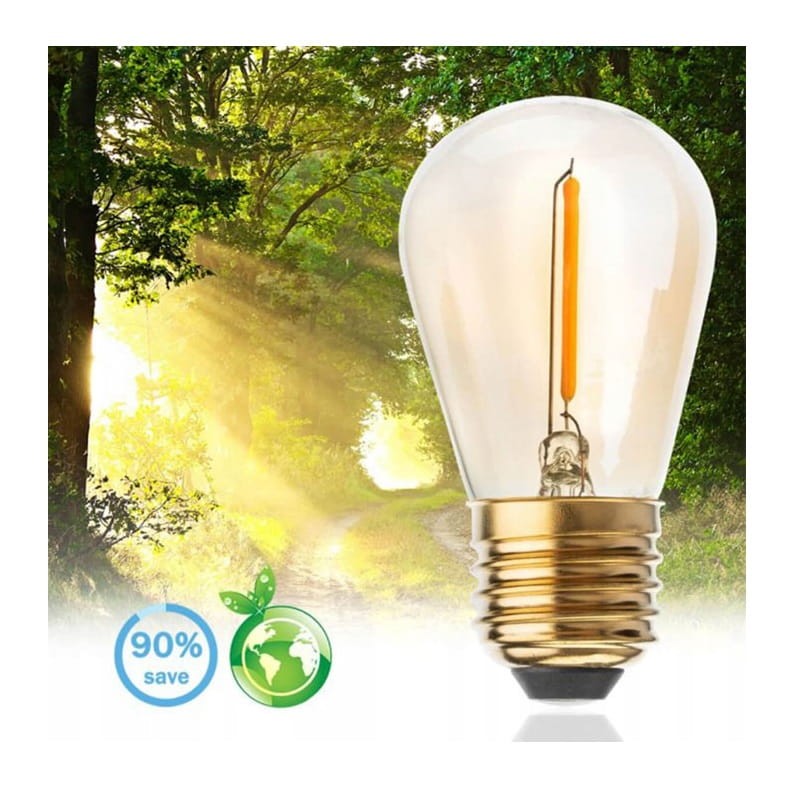 Żarówka LED E27 1,3W ST14 Filament biała ciepła - 4-pak ekologiczna