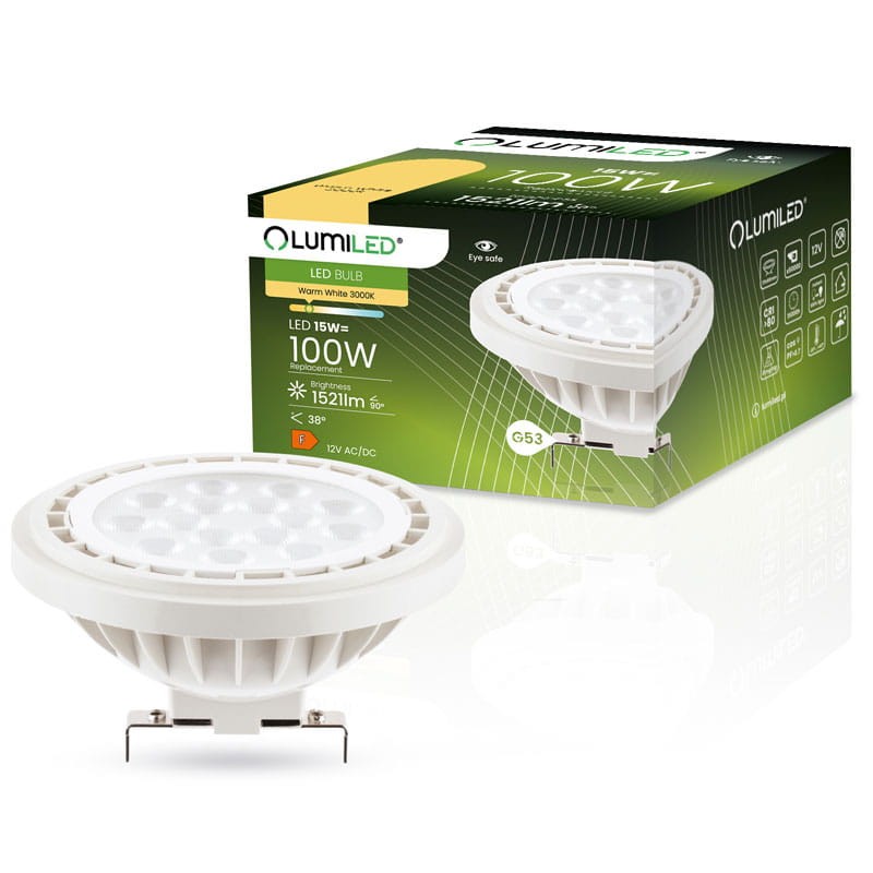 Żarówka LED G53 AR111 15W 38° biała ciepła