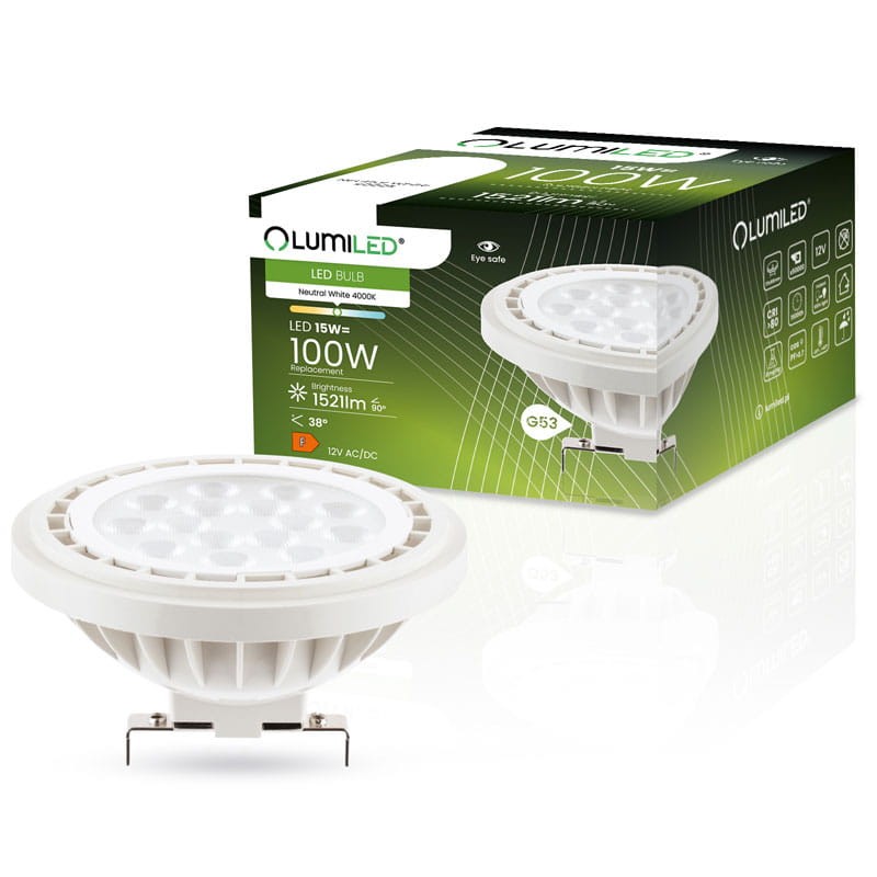 Żarówka LED G53 AR111 15W 38° biała neutralna