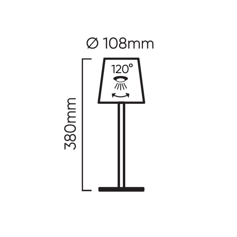Lampa stołowa 3,5W 400lm CCT IP54 różowa aku 2x2000mAh wymiary