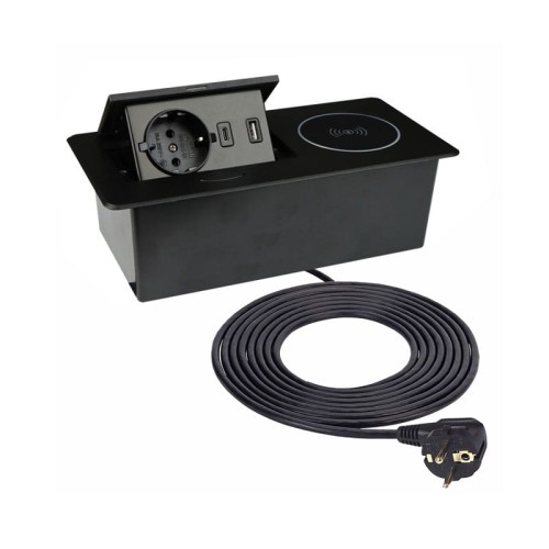 Gniazdo meblowe ZEOBOX z USB A+C wpuszczane 2,1A