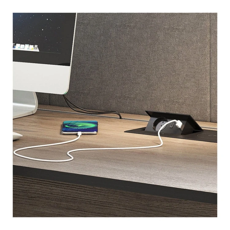 Gniazdo meblowe ZEOBOX z USB A+C wpuszczane na biurko