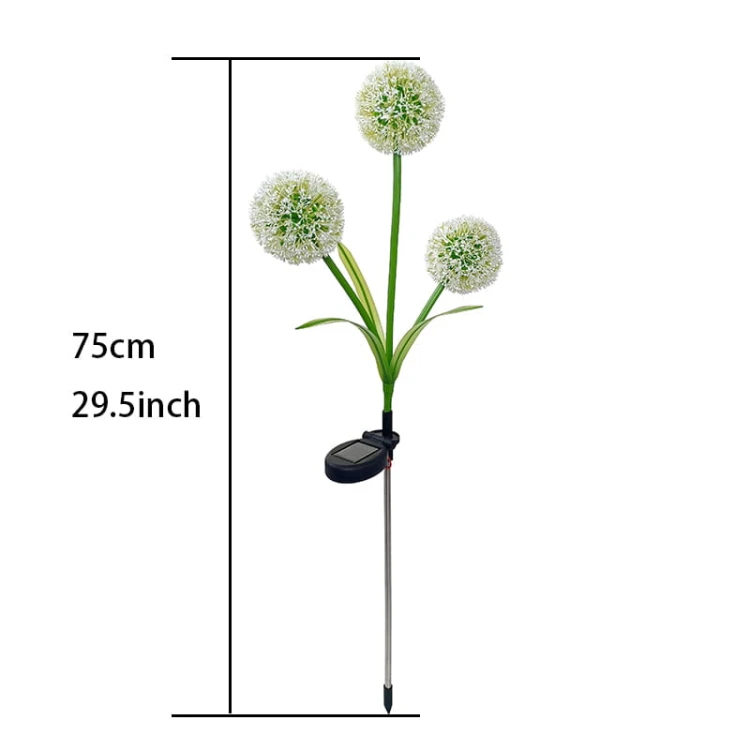 Lampa ogrodowa solarna wbijana 75cm czosnek ozdobny SUNARI FLS-95 biała ciepła wymiary