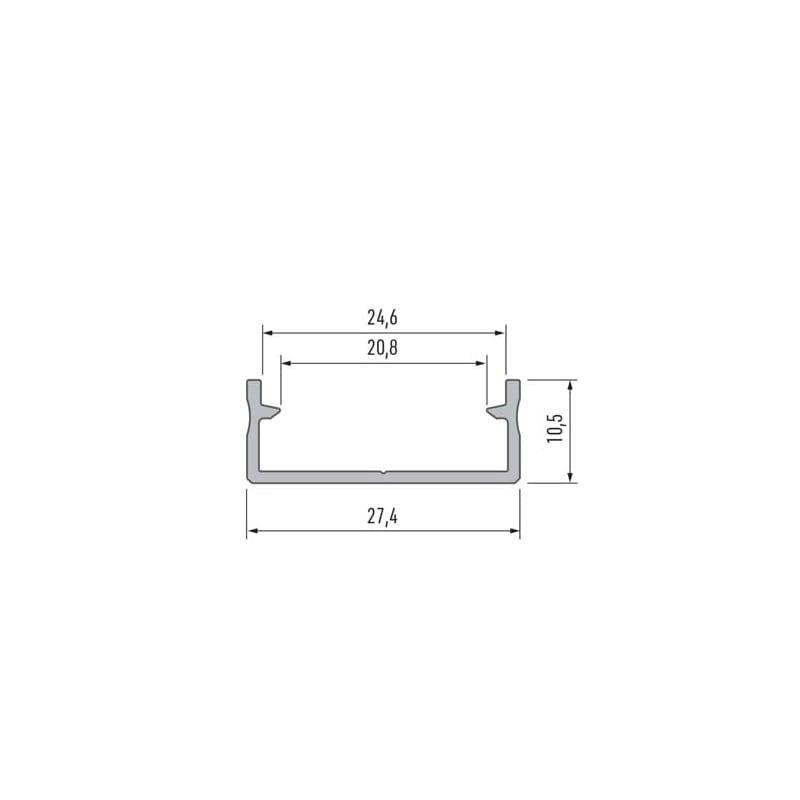 PROFIL nawierzchniowy czarny anodowany typ DUAL - 2 metry wymiary