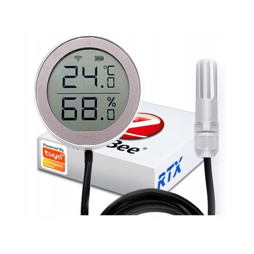 Czujnik zewnętrzny temperatury wilgotności z wodoodporną sondą ZigBee TUYA LCD