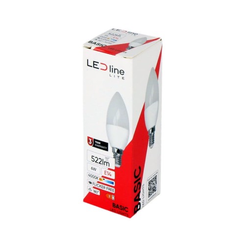 Żarówka LED LEDLINE LITE E14 6W biała dzienna świeczka opakowanie