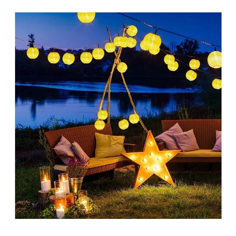 Łańcuch świetlny, girlanda ogrodowa solarna 20xLED ozdobne lampiony 3000K 7,59m RISA do ogrodu