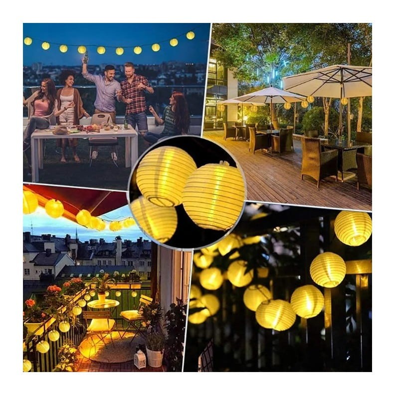 Łańcuch świetlny, girlanda ogrodowa solarna 20xLED ozdobne lampiony 3000K 7,59m RISA na taras