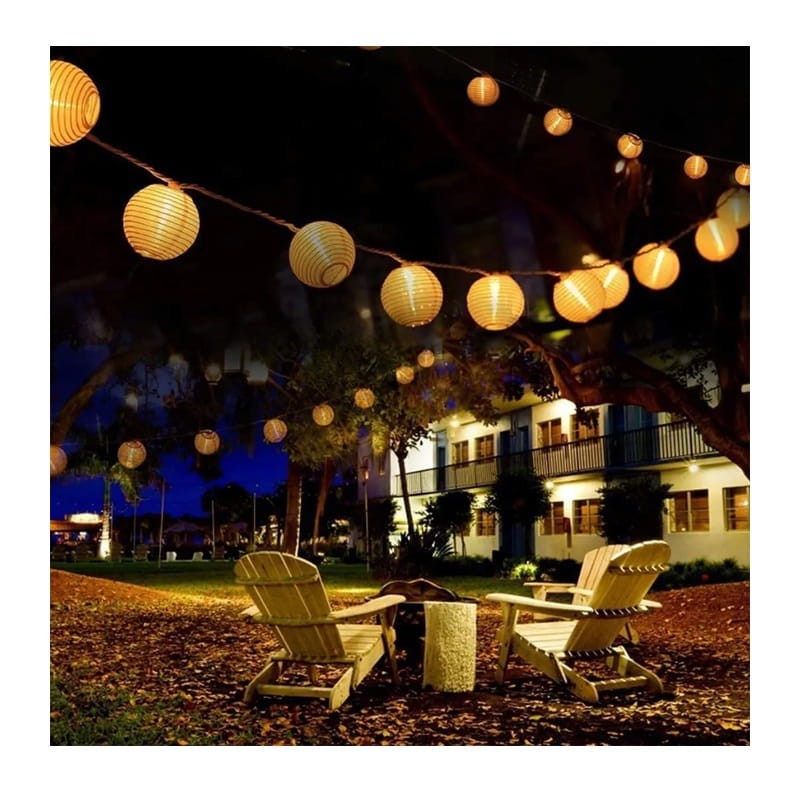 Łańcuch świetlny, girlanda ogrodowa solarna 20xLED ozdobne lampiony 3000K 7,59m