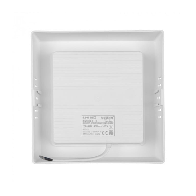Panel LED 12W natynkowy kwadrat biały neutralny 4000K montaż