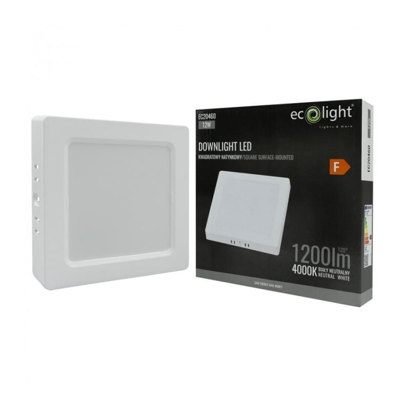Panel LED 12W natynkowy kwadrat biały neutralny 4000K z opakowaniem