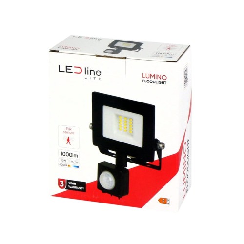 Naświetlacz LED LEDline Lite 10W 4000K biała dzienna LUMINO z czujnikiem ruchu opakowanie