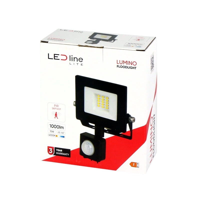 Naświetlacz LED LEDline Lite 10W 4000K biała dzienna LUMINO z czujnikiem ruchu opakowanie