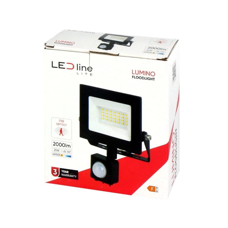 Naświetlacz LED LEDline Lite 20W 4000K biała dzienna LUMINO z czujnikiem ruchu opakowanie