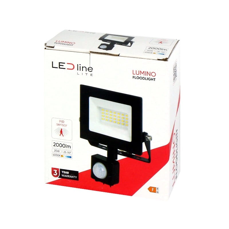 Naświetlacz LED LEDline Lite 20W 4000K biała dzienna LUMINO z czujnikiem ruchu opakowanie