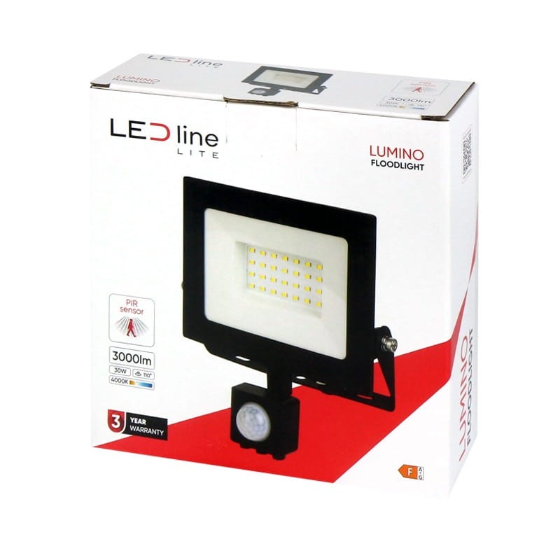 Naświetlacz LED LEDline Lite 30W 4000K biała dzienna LUMINO z czujnikiem ruchu opakowanie
